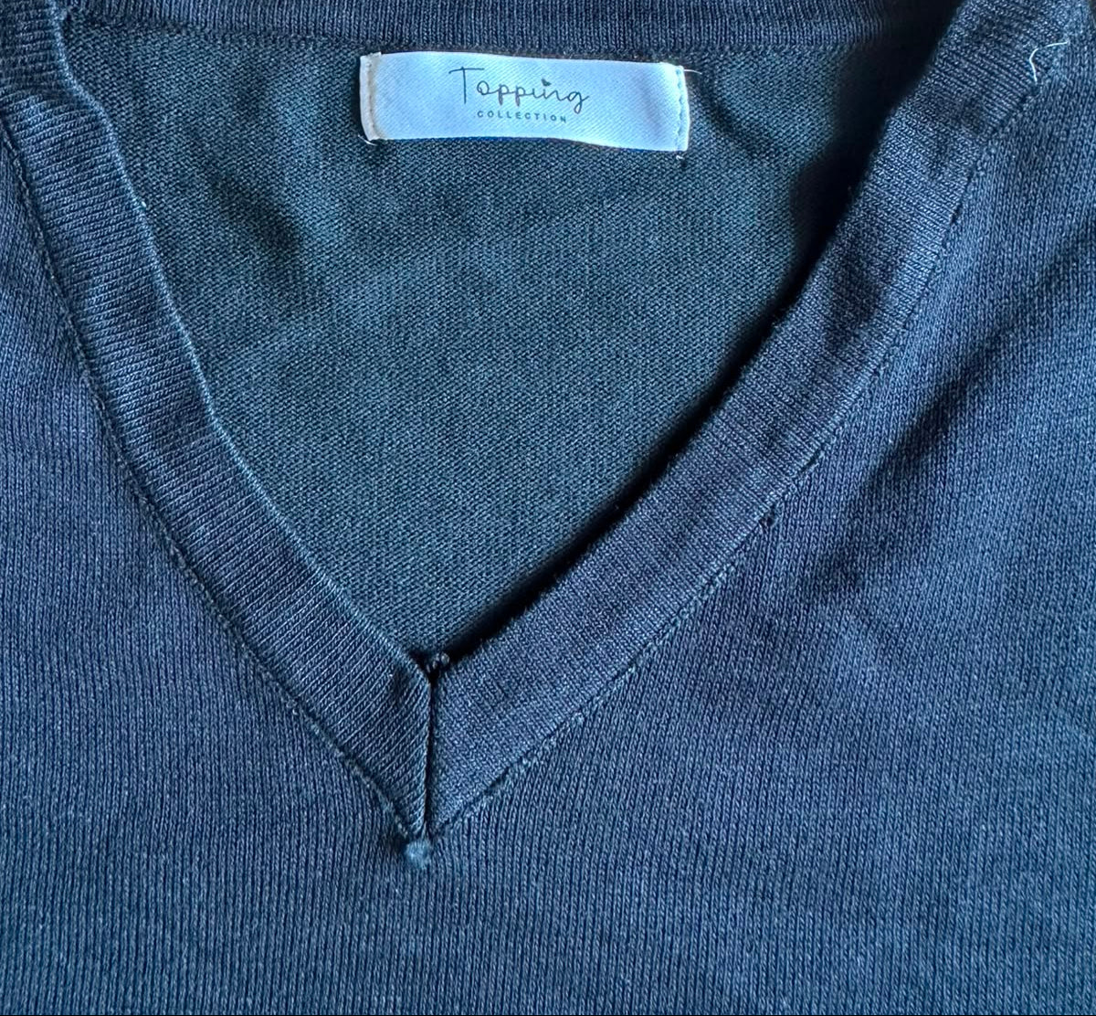 Toppitry COLLECTION Dark Blue V-Neck Button Side Knit Top