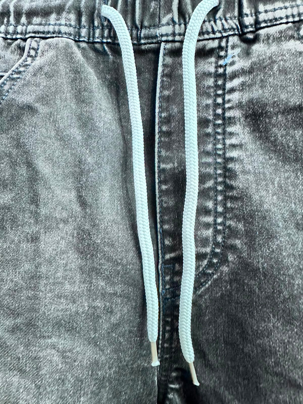 Men's Charcoal Washed Denim Drawstring Shorts