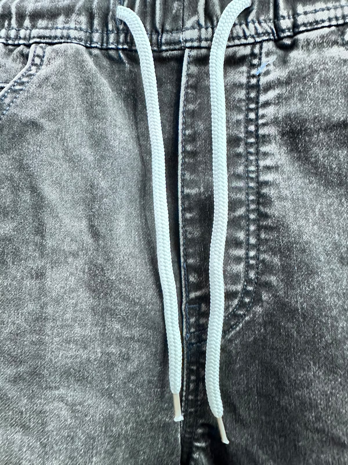 Men's Charcoal Washed Denim Drawstring Shorts