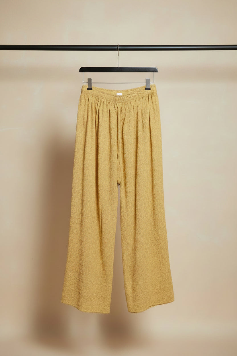 Women's Mustard Yellow Textured Palazzo Pants
