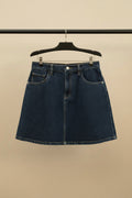 Lefties Women's Navy Blue Denim A-Line Mini Skirt
