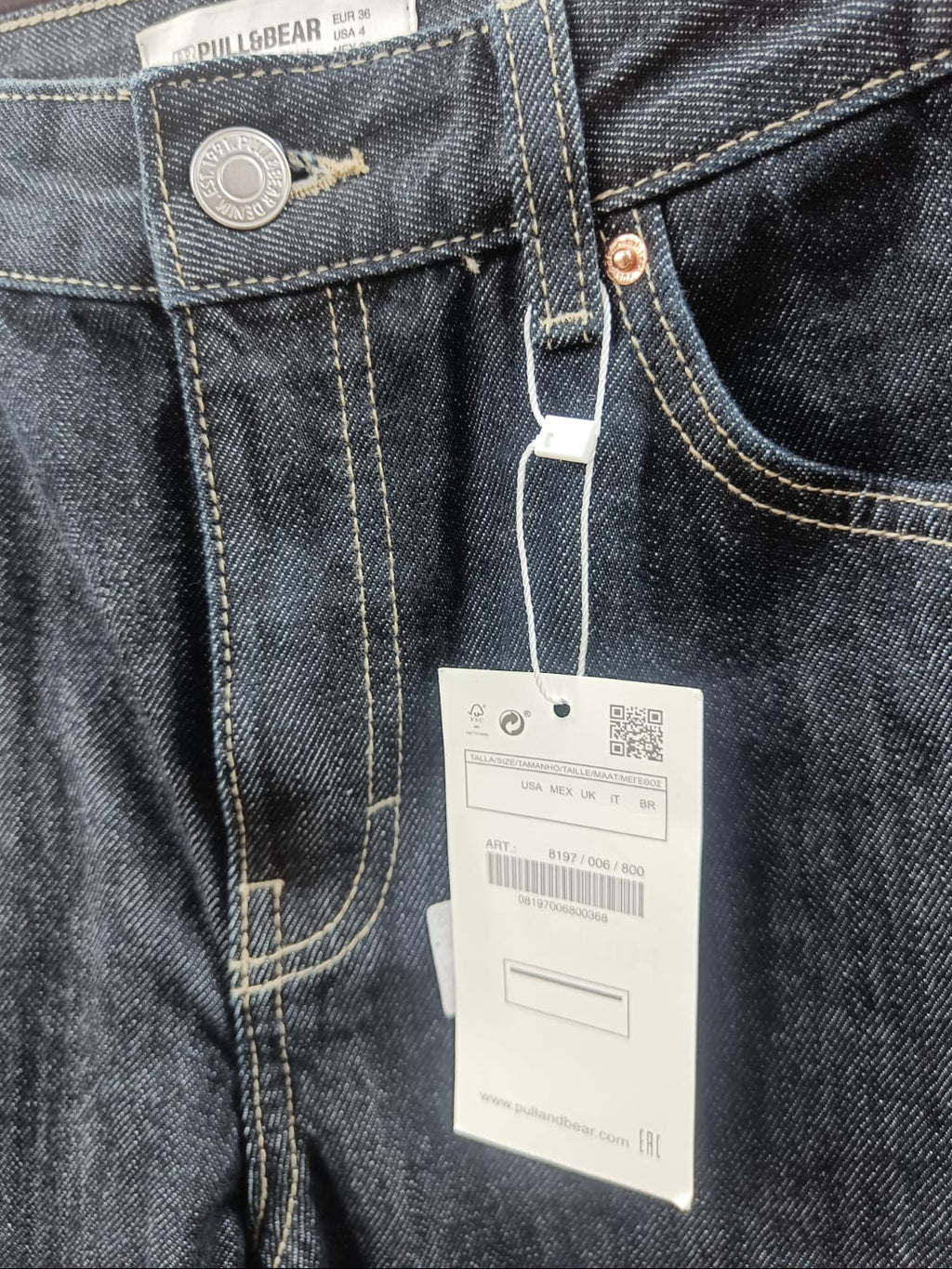 PULL&BEAR Women's Dark Blue Straight Fit Denim Jeans