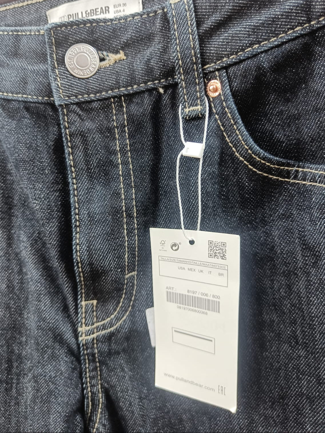 PULL&BEAR Women's Dark Blue Straight Fit Denim Jeans