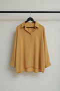 Yun Women's Mustard Oversized Long Sleeve Blouse