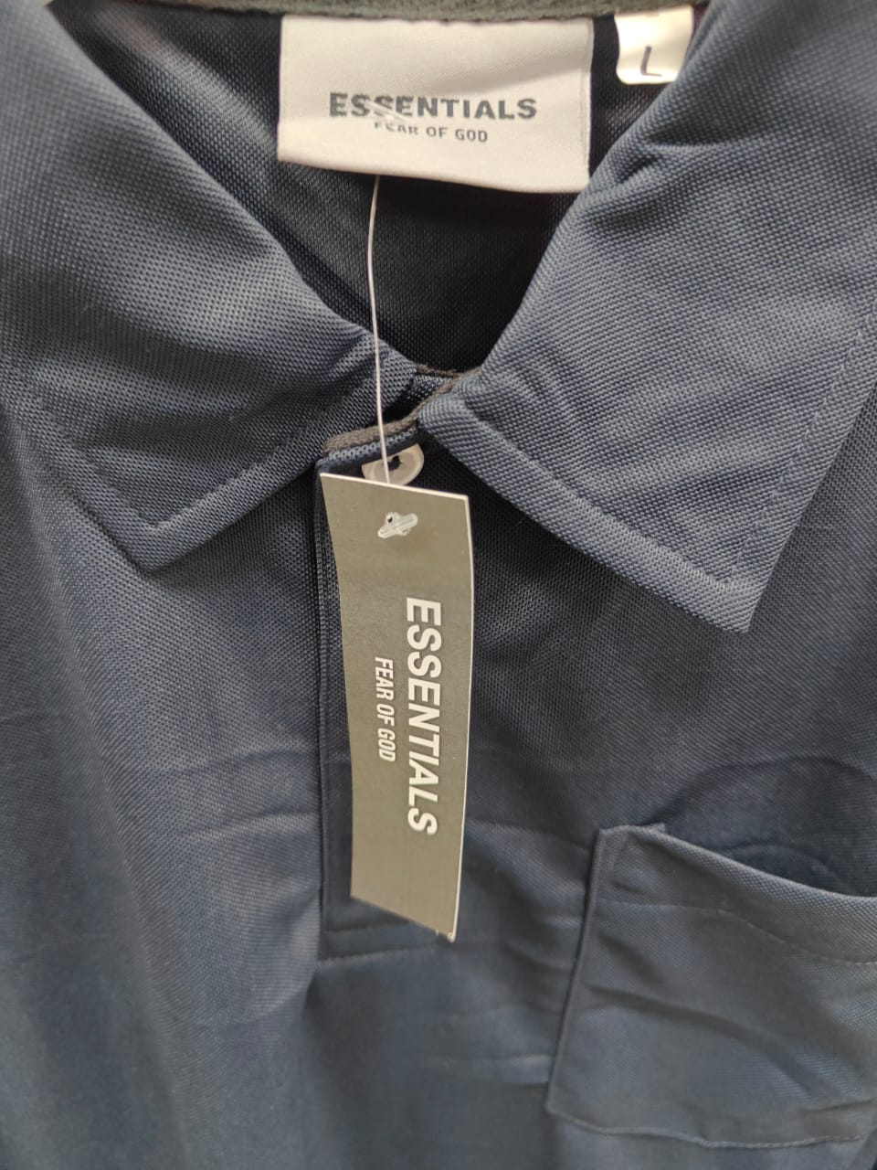 ESSENTIALS FEAR OF GOD Men's Navy Blue Polo Shirt with Pocket