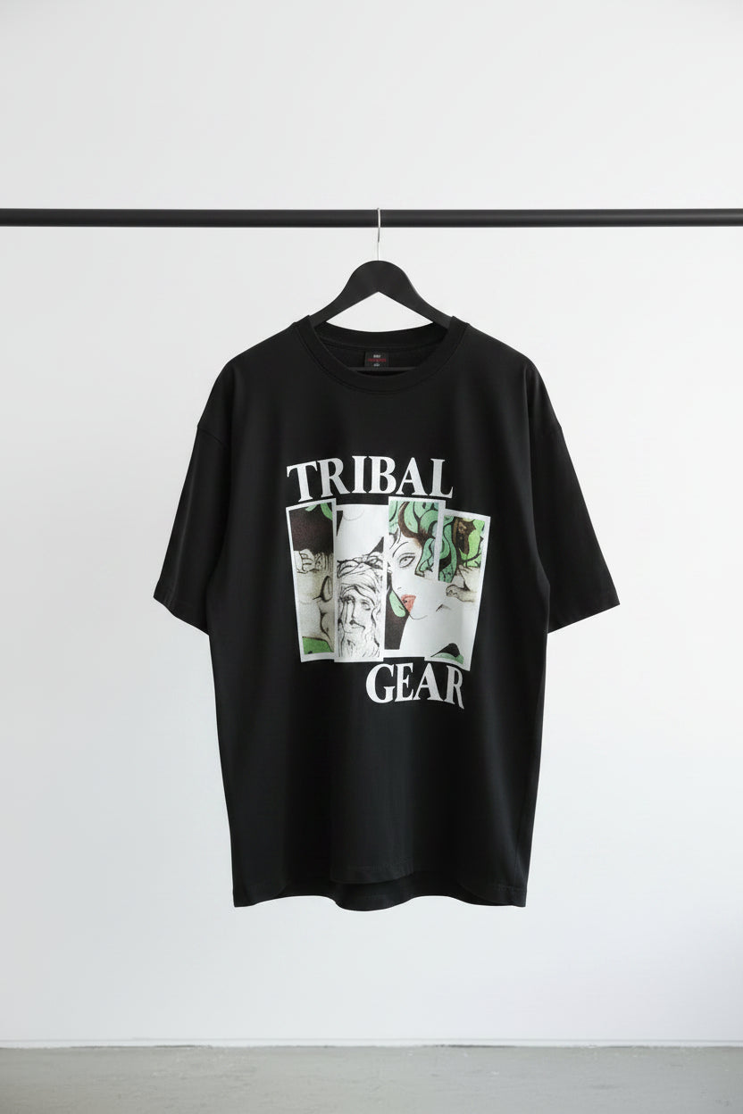 Tribal Gear Black Graphic Print T-Shirt