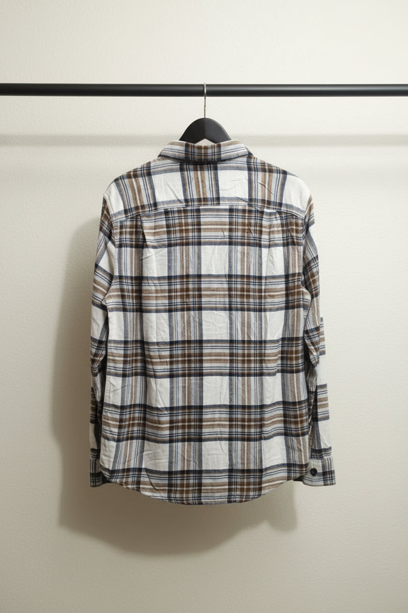 George Men's Plaid Flannel Long Sleeve Button-Up Shirt