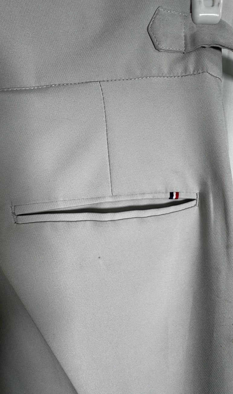 Women's Grey High-Waist Tapered Trousers with Belt