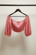 Forever 21 Red & White Patterned Off-Shoulder Crop Top