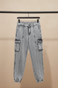 Moda Rapido men's Grey Acid Wash Cargo Jogger Fit Trousers 30 size