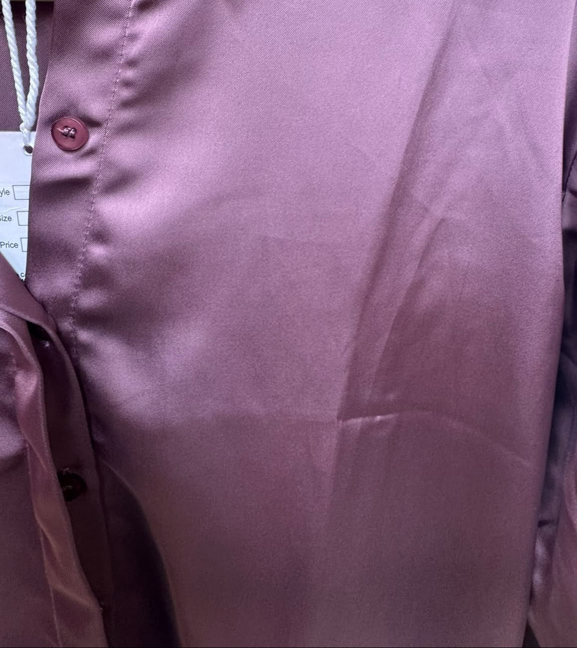 Women's Purple Satin Long Sleeve Collared Shirt
