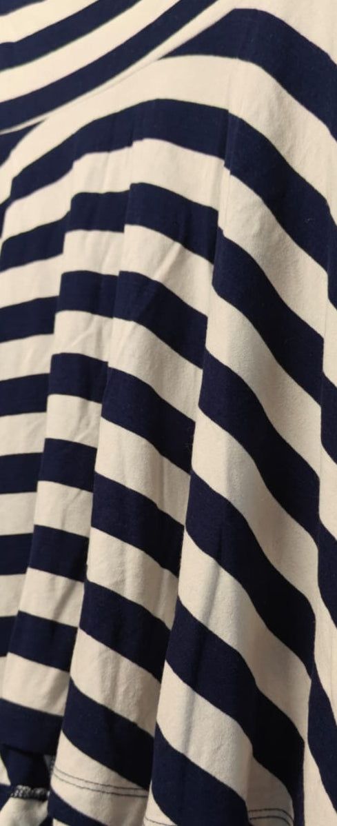 NUON Women's Navy Blue and White Striped A-Line Mini Skirt