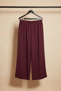 Women's Maroon Textured Palazzo Pants with Elastic Waist