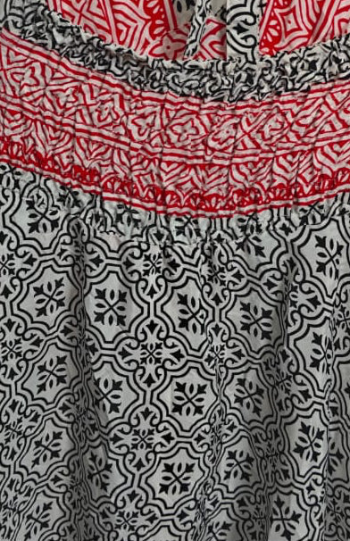 India Town Red Black White Printed Halter Neck Tunic Top