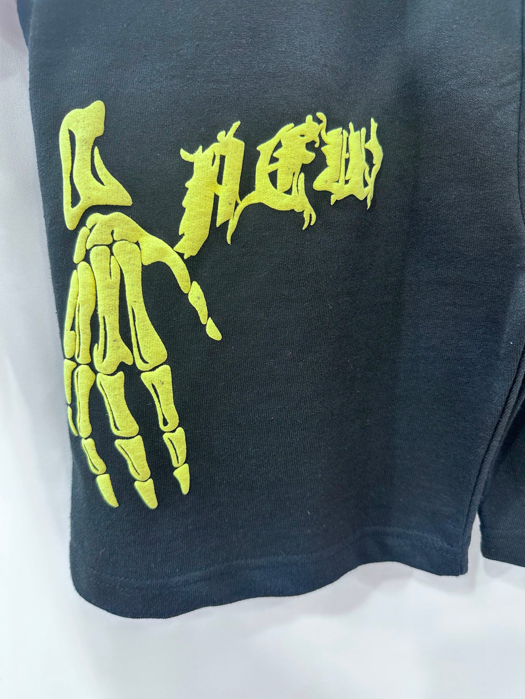 Black Graphic Skeleton Hand Drawstring Shorts