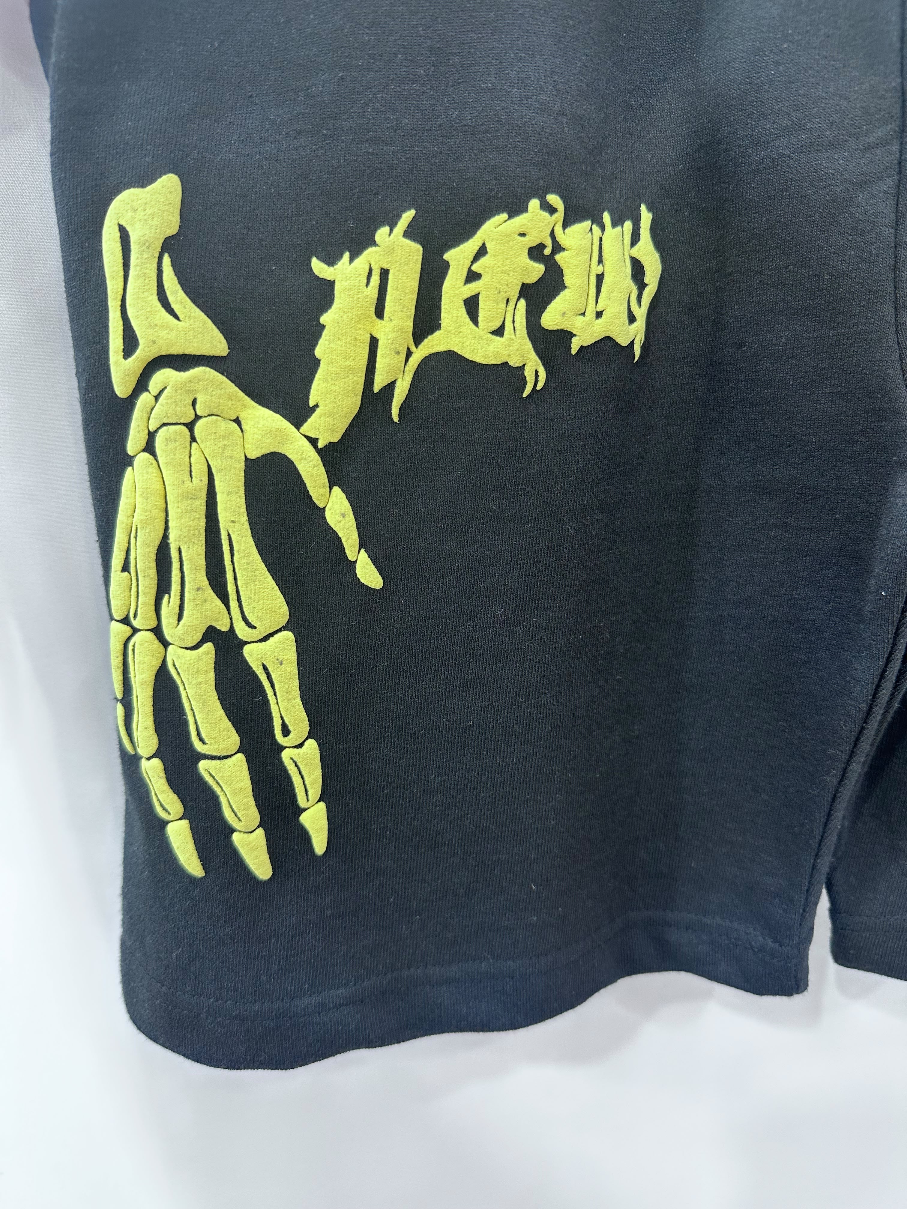 Black Graphic Skeleton Hand Drawstring Shorts