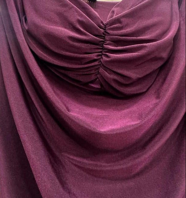 Women's Maroon Ruched Sweetheart Neck Maxi Dress