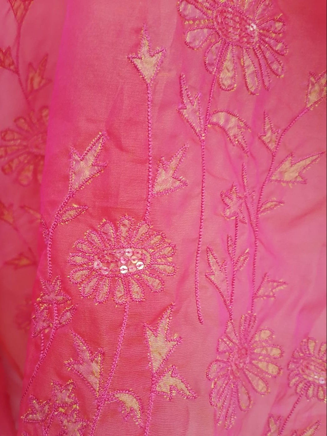 Jamila & Seema Women's Hot Pink Floral Embroidered Sheer Shrug
