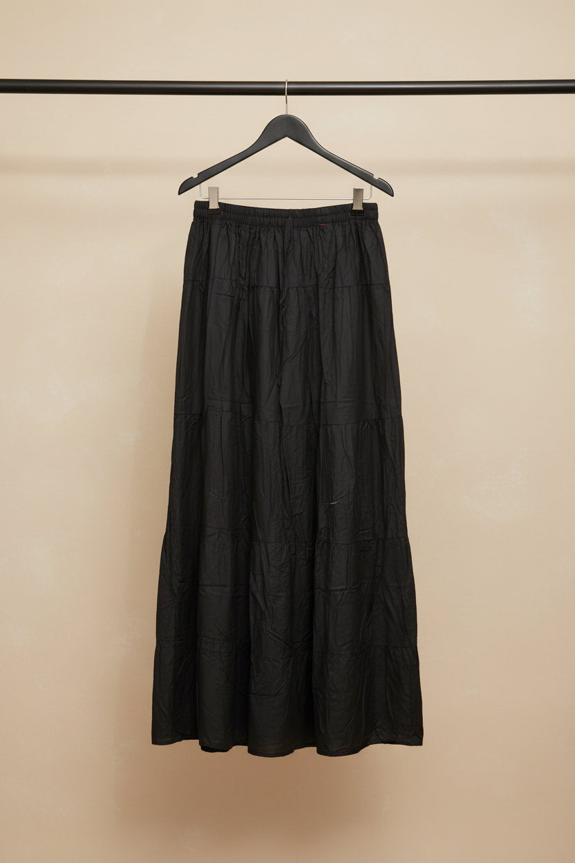 Women's Black Tiered Maxi Skirt