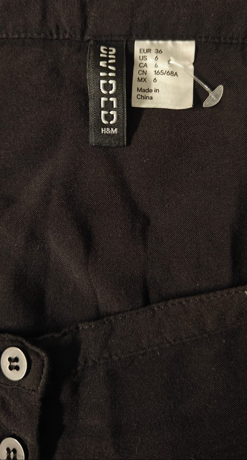 H&M Black Button-Front A-Line Mini Skirt