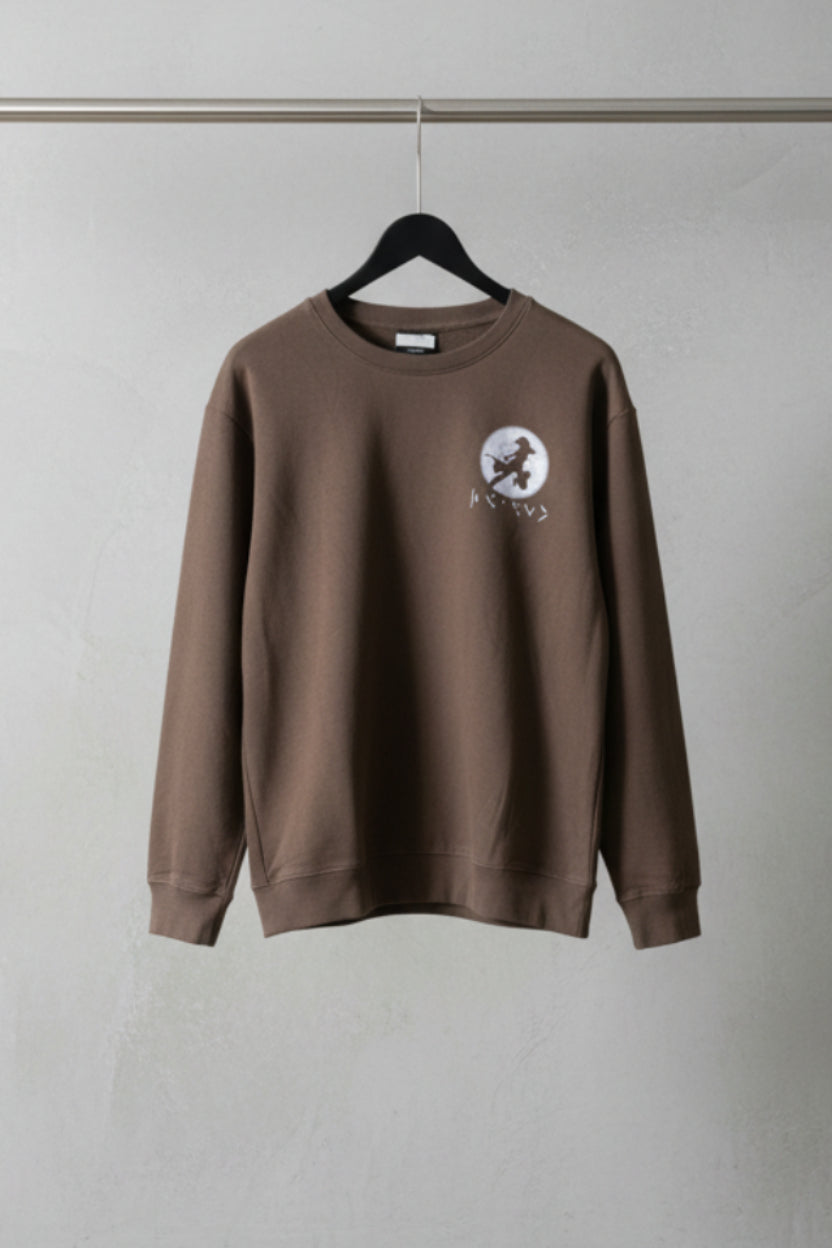 Brown Graphic Print Crewneck Sweatshirt - Regular Fit