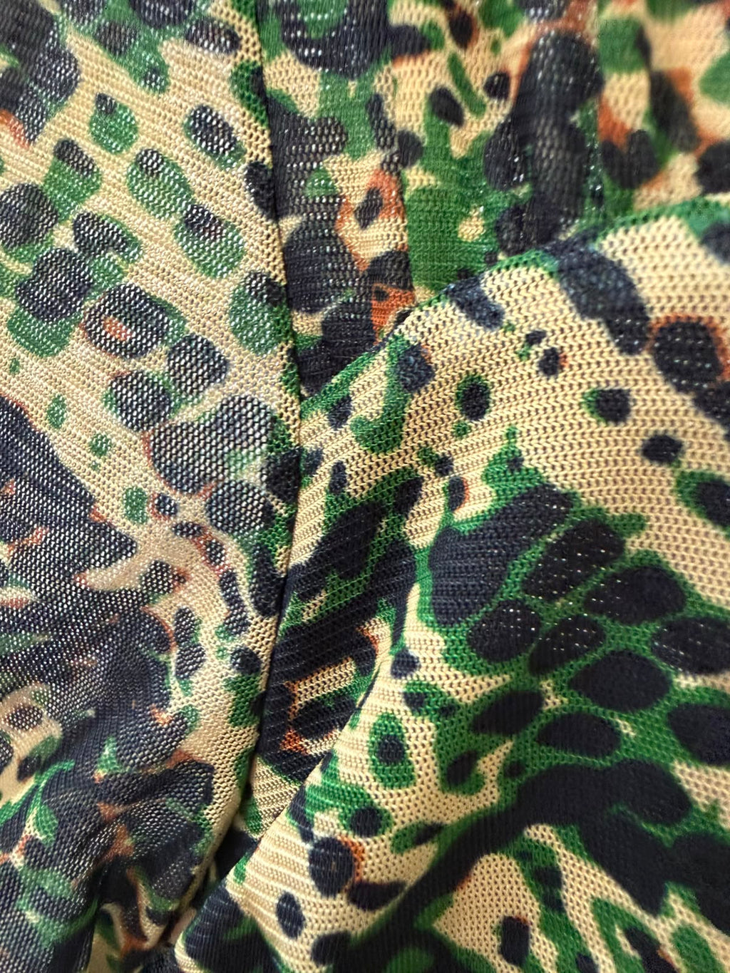 Green Snakeskin Print Ruched Mesh Mini Dress