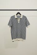 ZARA Men's Geometric Pattern Knitted Polo Shirt