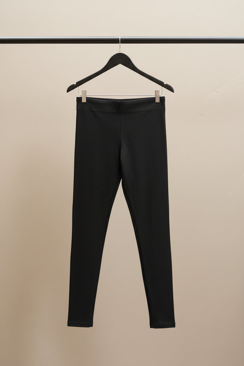Zara Basic Black Faux Leather Panel Leggings