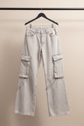 Women's Light Wash Wide Leg Cargo Denim Jeans