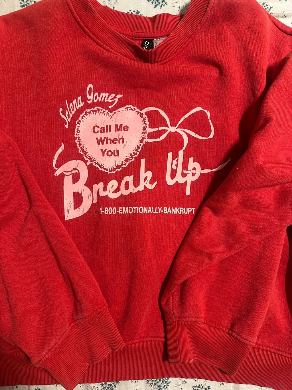 Divided Selena Gomez Call Me When You Break Up Red Sweatshirt