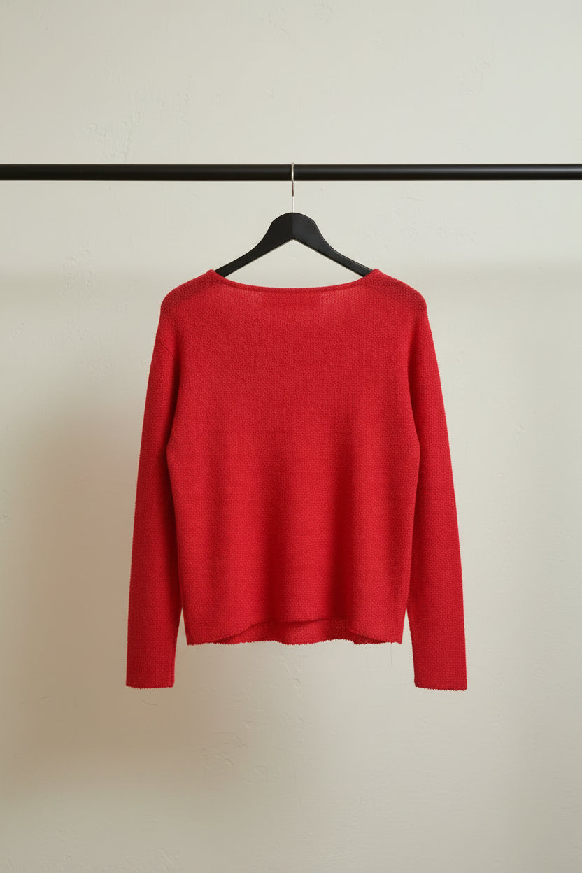 Fig Women's Red Textured Long Sleeve Top
