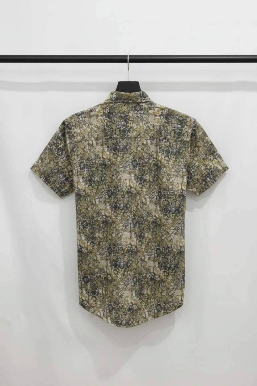 REVLON Men's Abstract Print Short Sleeve Casual Shirt