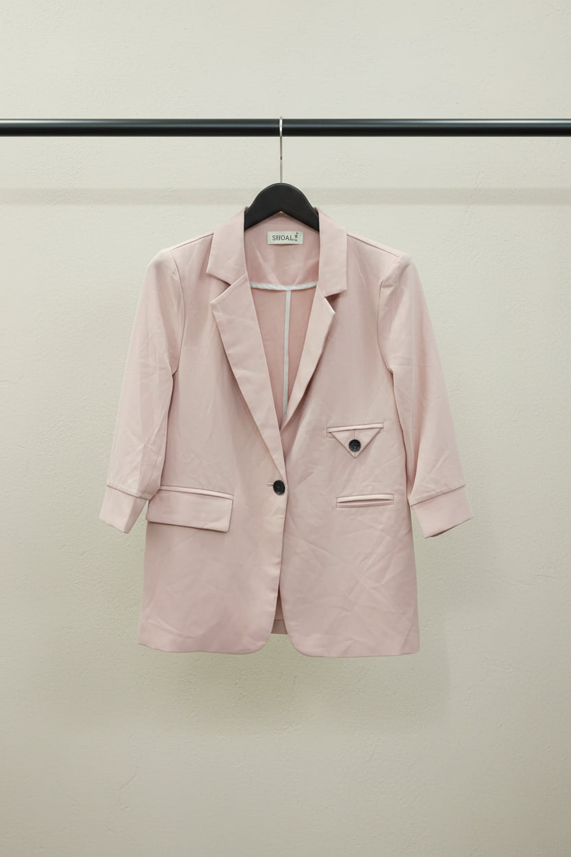 Pink Three-Quarter Sleeve Blazer by SHOAL