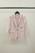 Pink Three-Quarter Sleeve Blazer by SHOAL