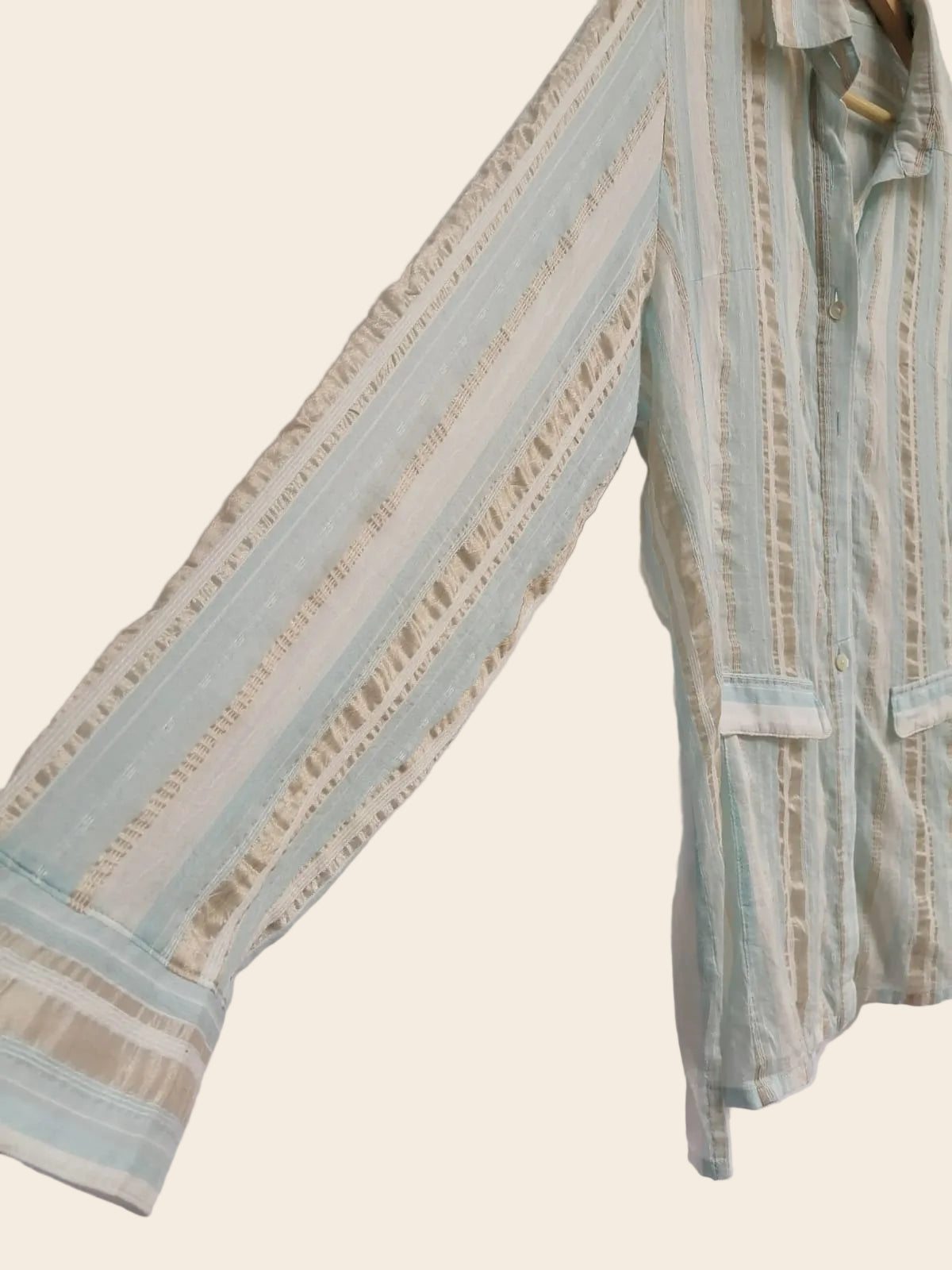 Women's Striped Long Sleeve Collared Shirt