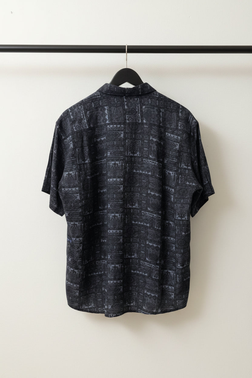 Men's Black Printed Casual Half Sleeve Shirt