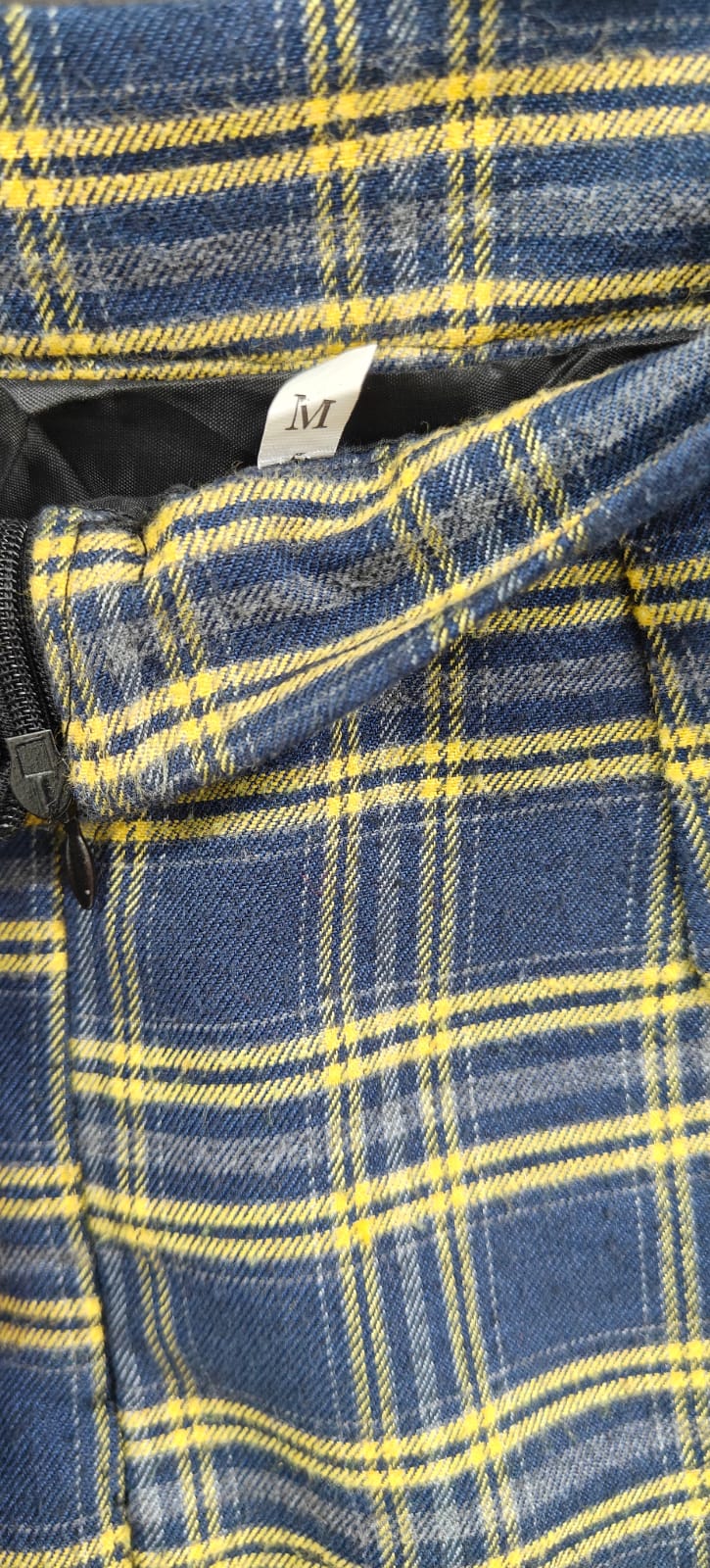 Women's Blue and Yellow Plaid A-Line Mini Skirt