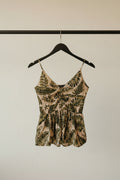 ANGIE Women's Tropical Leaf Print Peplum Camisole Top