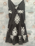 Women's Black and White Printed Tiered Mini Dress