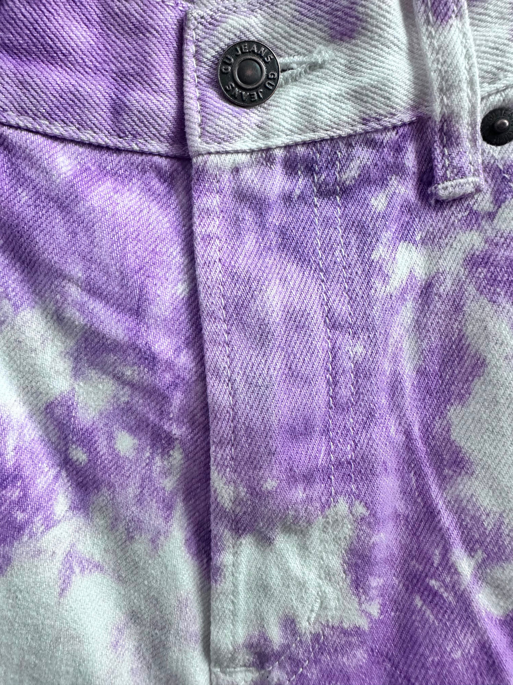 GU Jeans Purple Tie-Dye Denim Shorts