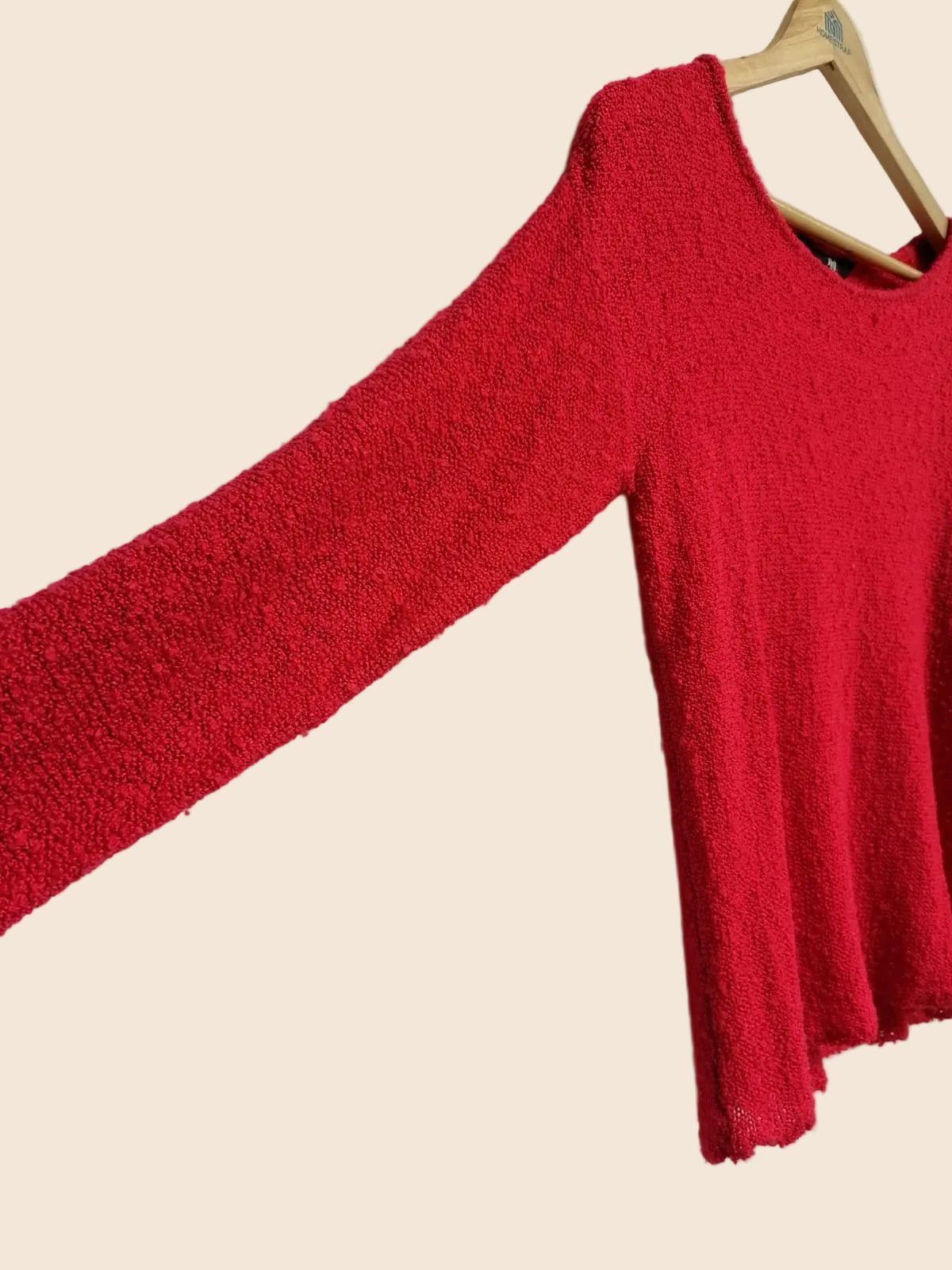 Fig Women's Red Textured Long Sleeve Top