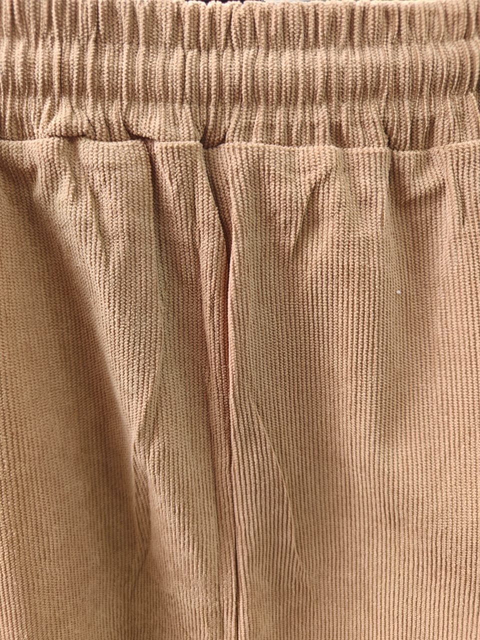 Women's Beige Corduroy Elastic Waist Drawstring Wide Leg Pants