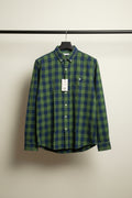 MARK ME Men's Green & Blue Plaid Slim Fit Casual Shirt