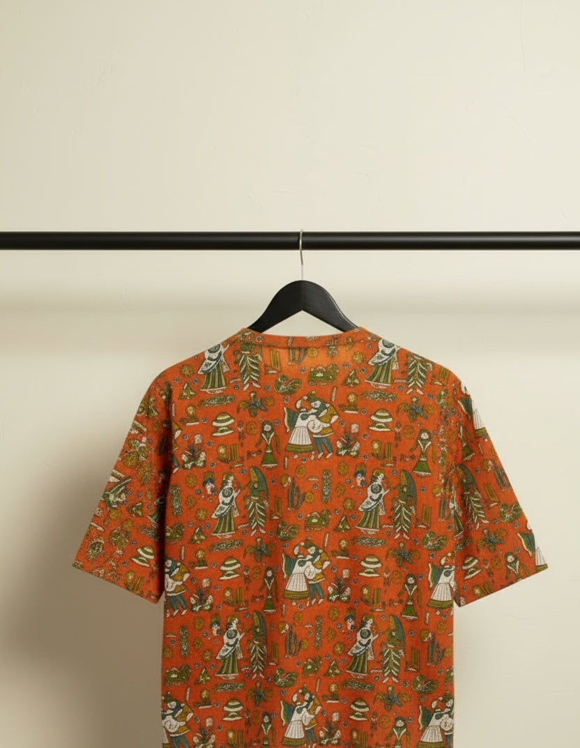 Women's Orange Multicolor Printed Kurta Tunic