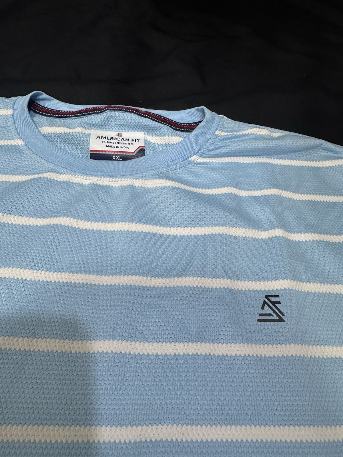 Men's American Fit Light Blue & White Striped Round Neck T-Shirt