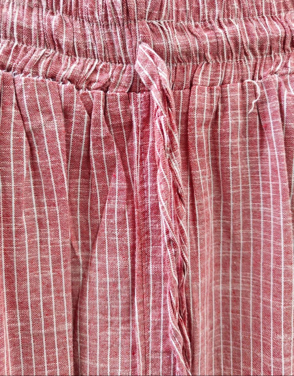 Women's Red and White Striped Wide Leg Trousers