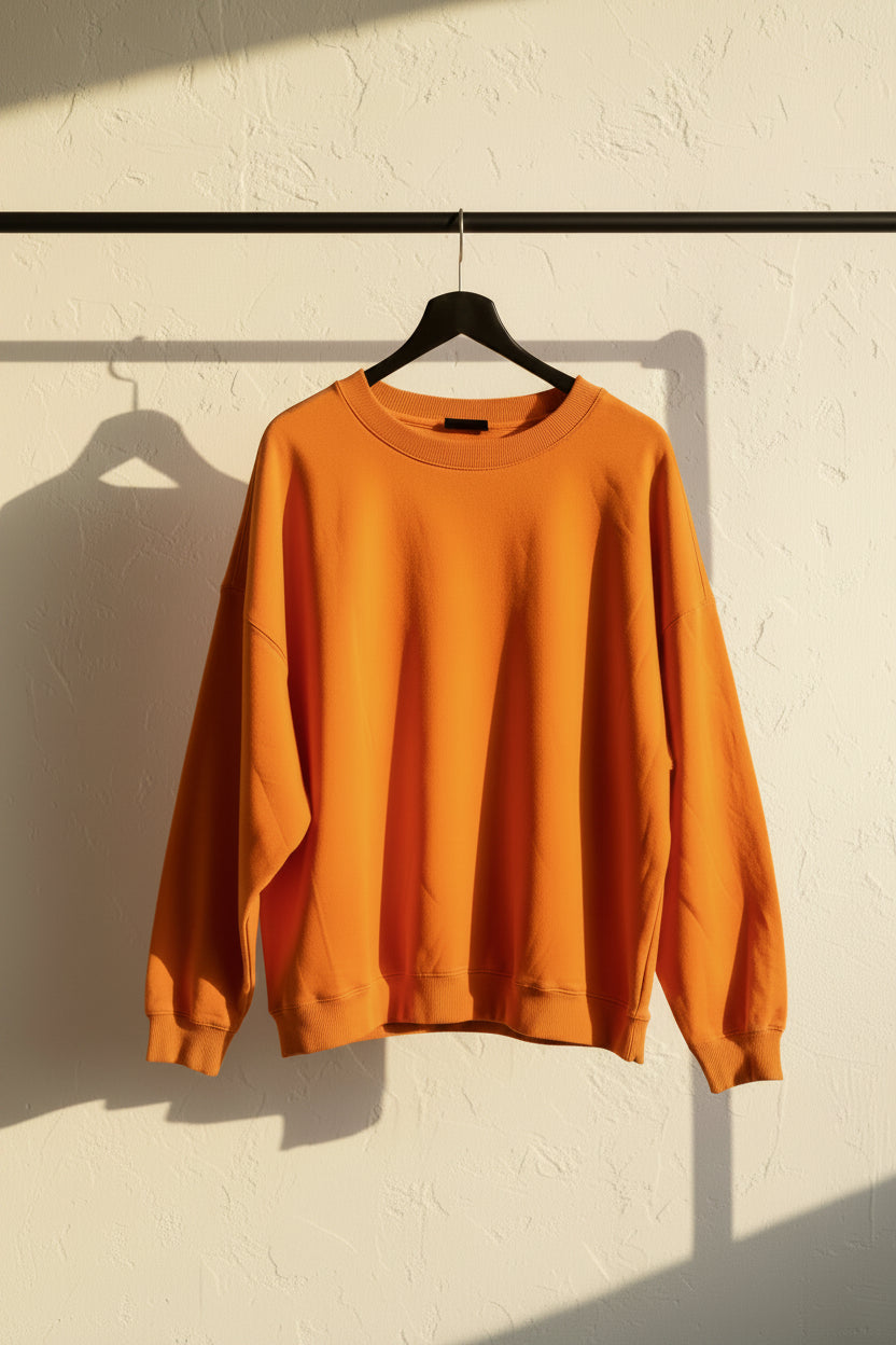 Orange Crew Neck Oversized Sweatshirt