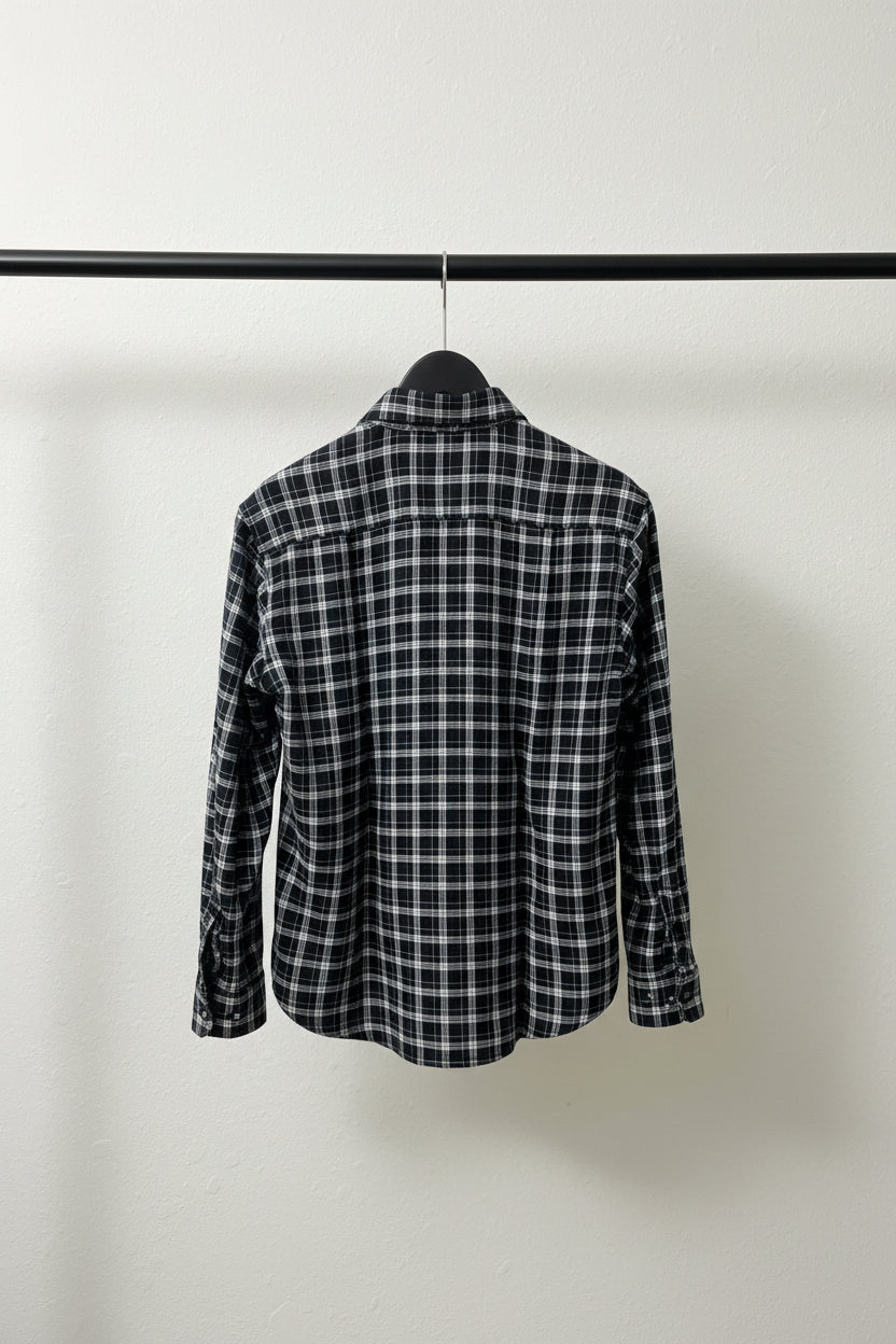 SU YOLO Men's Black and White Plaid Slim Fit Casual Shirt