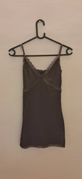 DIVIDED H&M Women's Brown Ribbed Lace Trim Camisole Top
