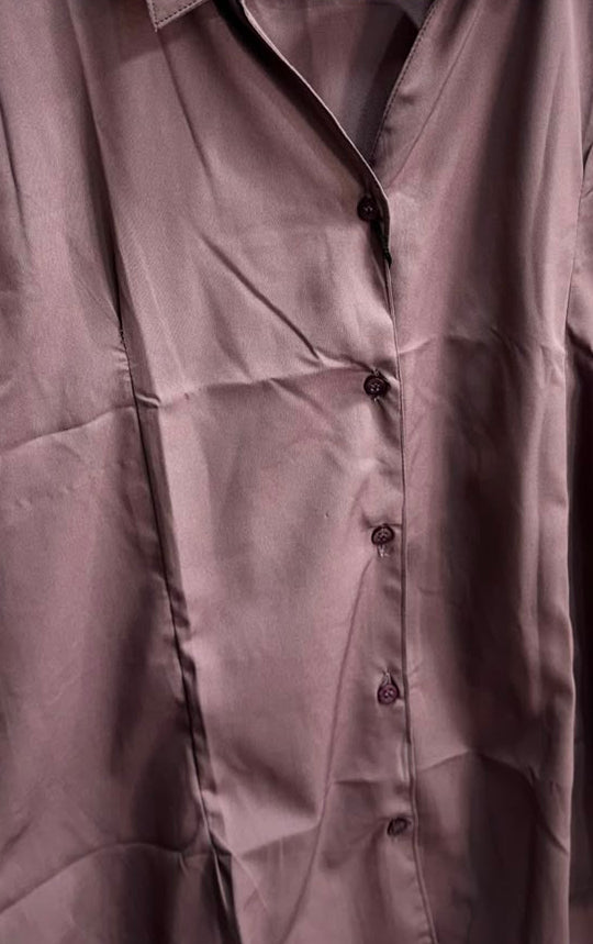 Women's Mauve Collared 3/4 Sleeve Button-Up Shirt